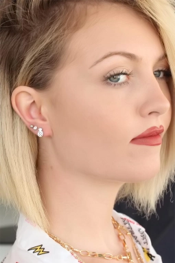 Silver Renk Ananaslı 6lı Küpe Seti