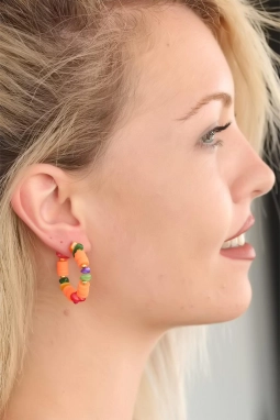 Turuncu Taşlı Bayan Küpe 