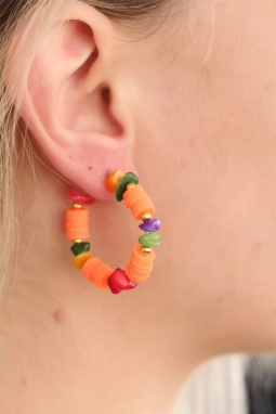 Turuncu Taşlı Bayan Küpe 