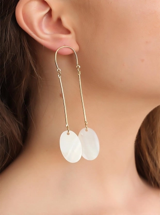 Sedef Taşlı Gold Metal Bayan Küpe 