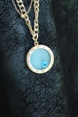 Renkli Boncuklu Çoklu Tasarım Gold Bayan Kolye