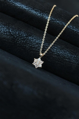 Gold Zincirli Zirkon Taşlı Bayan Kolye