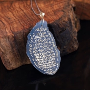 Akik Taş Üzeri Elde Kazıma Bereket Duası Kolye 