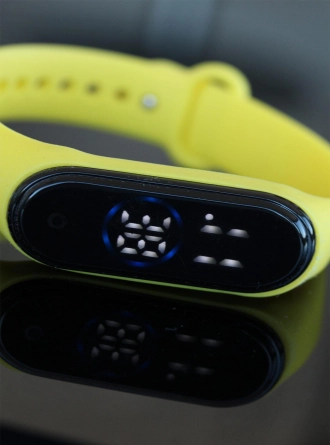 Sarı Silikon Kordonlu Dokunmatik Led Ekran Dijital Saat